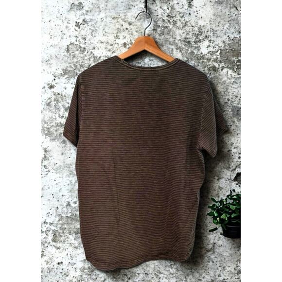 Marine Layer T-Shirt M/L Olive Green Navy Stripe Signature Pocket Style 15101 - Picture 4 of 7